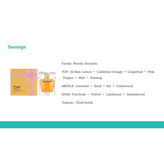 LONKOOM A wish Sauvage Perfume 25ml, Woody Aromatic Long‑Lasting Eau De Parfum Spray